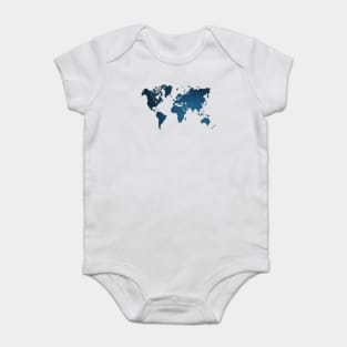 world map blue #map #worldmap Baby Bodysuit